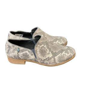 TOMS Black Gray Snakeskin Print Shalo Low Heel Boho Comfort Bootie 9